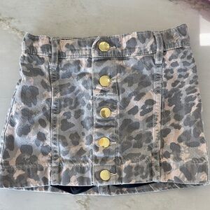 Abercrombie Kids Gray and Pink Leopard Skort with Gold Buttons